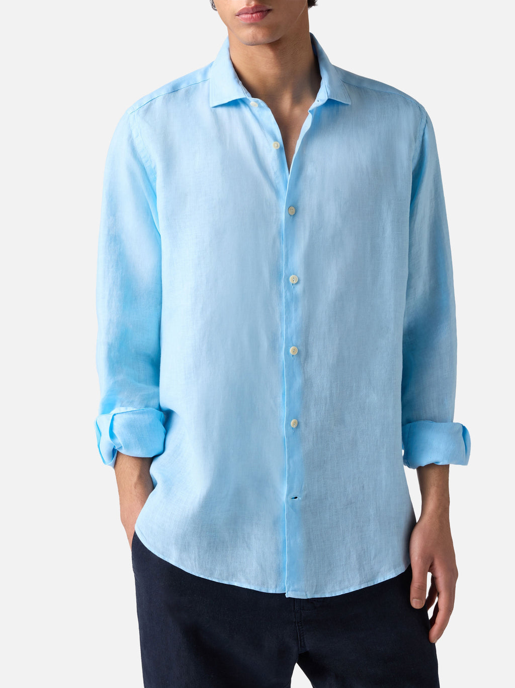 Camicia Pamplona azzurra in lino product image 1