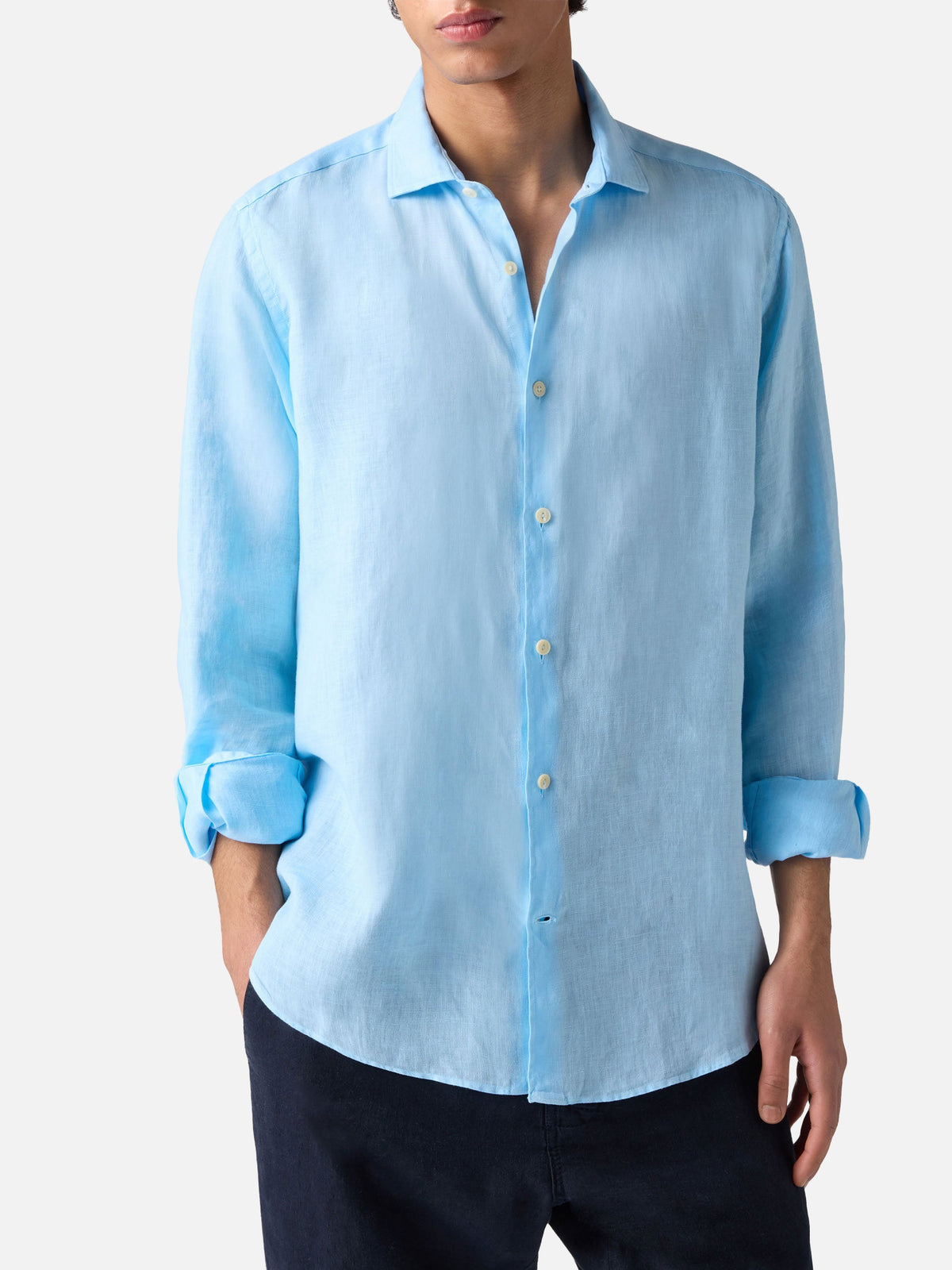 Camicia Pamplona azzurra in lino product image 1