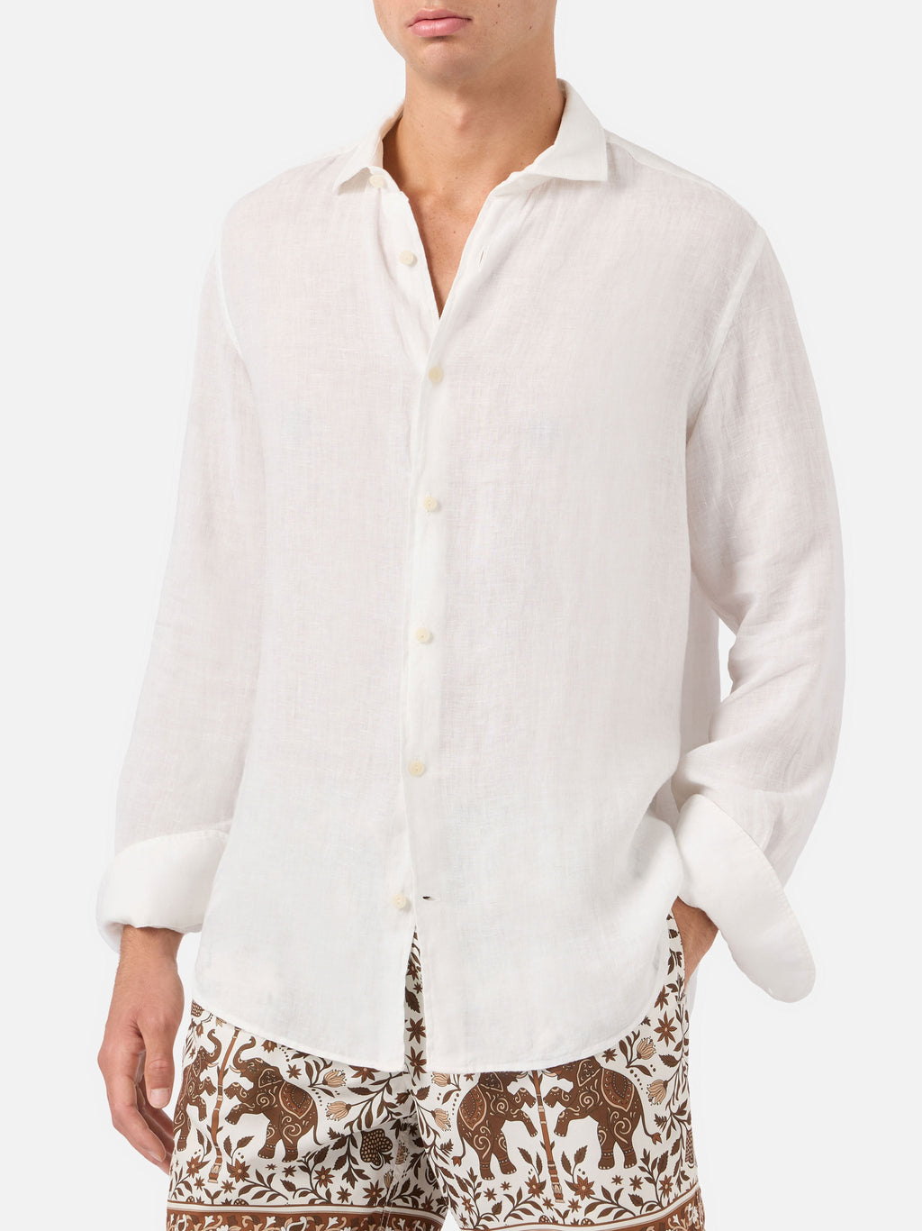 Camicia Pamplona bianca in lino product image 1