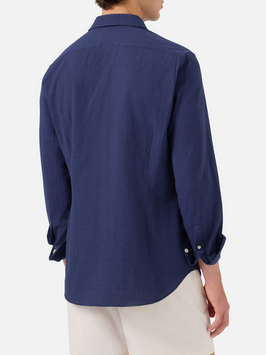 Camicia Pamplona blu navy in seersucker con ricamo logo product image 3