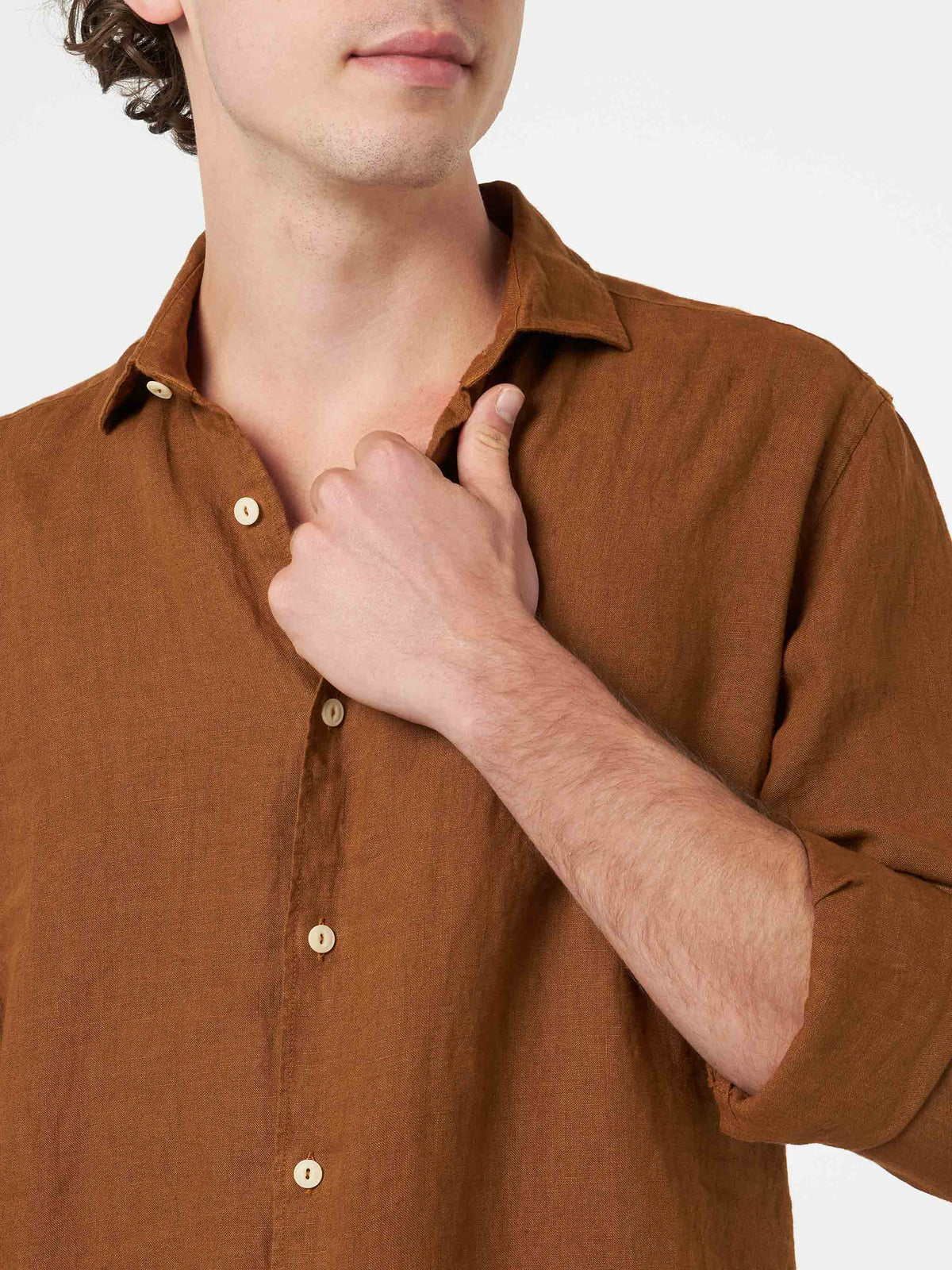 Camicia Pamplona cammello in lino product image 2