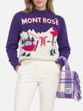 Maglia girocollo Peak viola con jacquard cartolina Mont Rosè