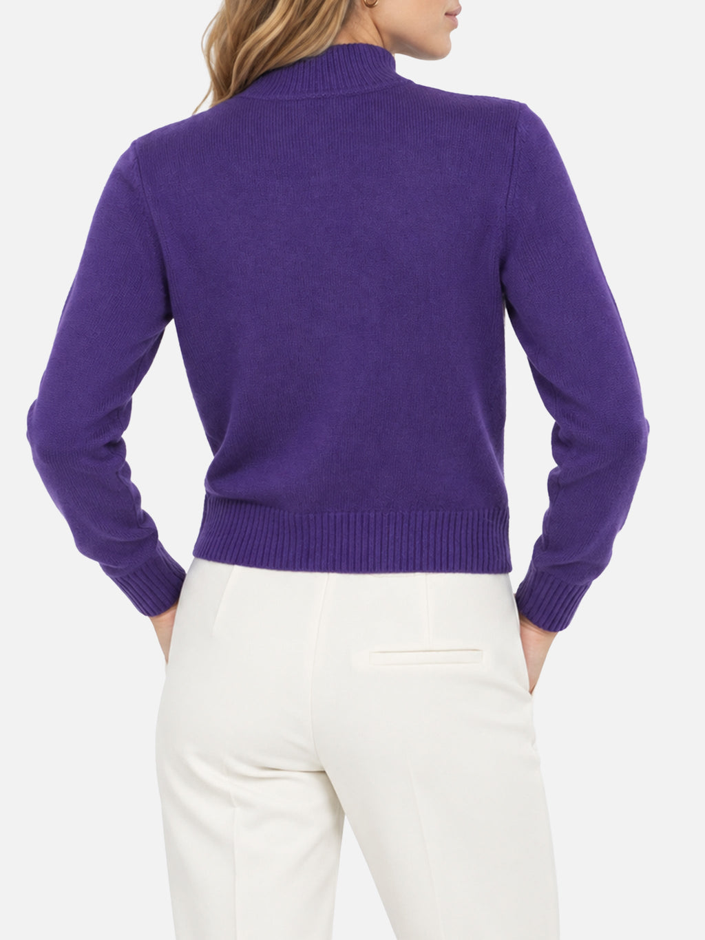 Maglia girocollo Peak viola con jacquard cartolina Mont Rosè