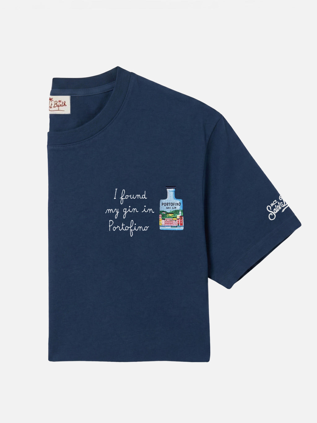 T-shirt Portofino blu con ricamo I Found My Gin In product image 1