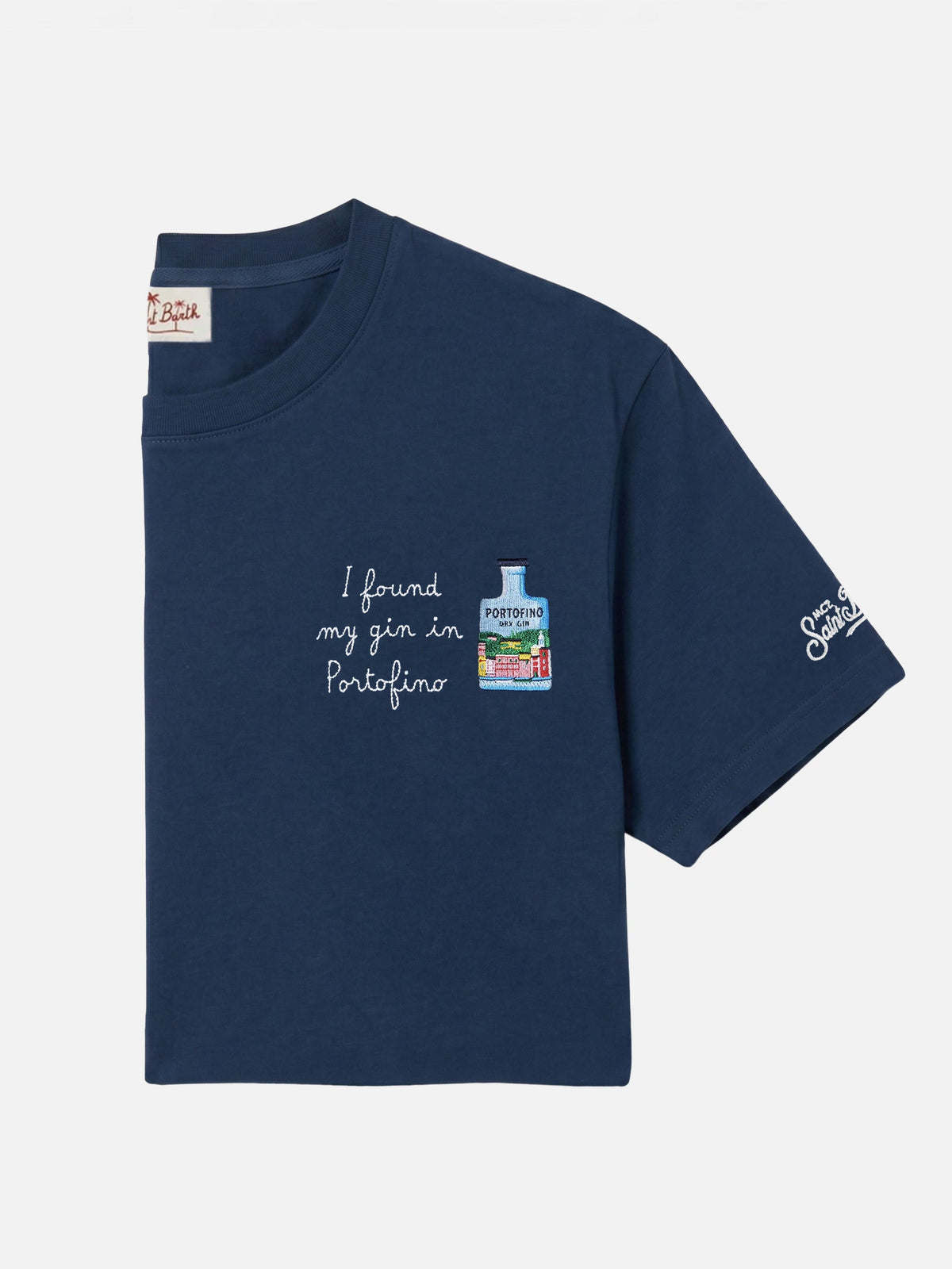 T-shirt Portofino blu con ricamo I Found My Gin In product image 1