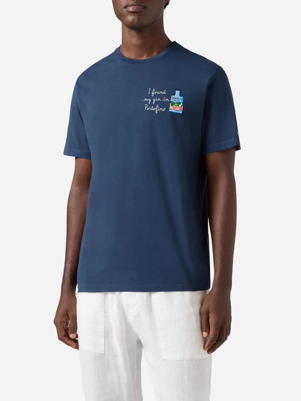 T-shirt Portofino blu con ricamo I Found My Gin In product image 3