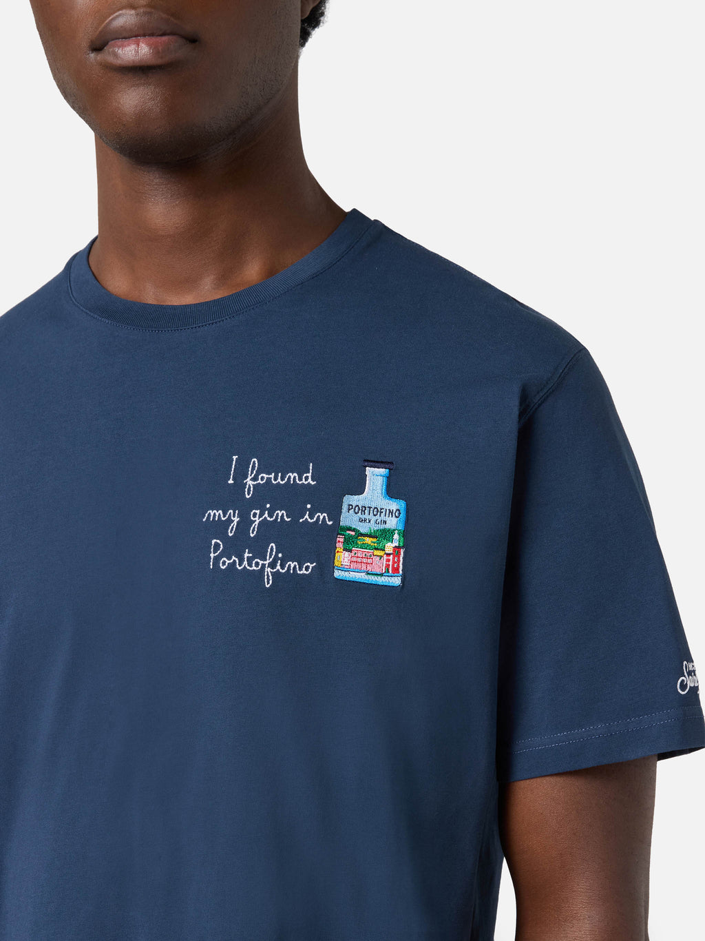 T-shirt Portofino blu con ricamo I Found My Gin In product image 2