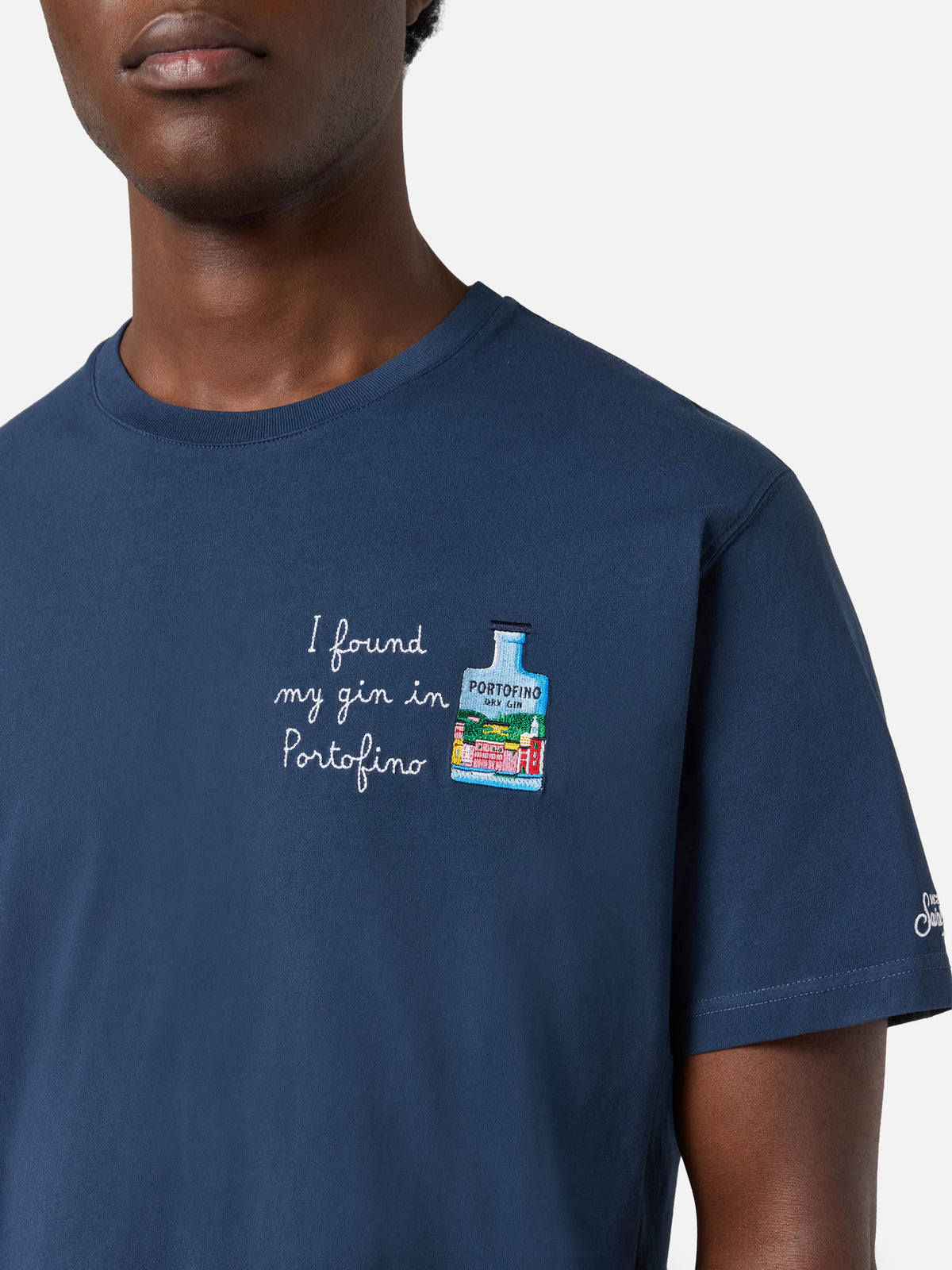 T-shirt Portofino blu con ricamo I Found My Gin In product image 2