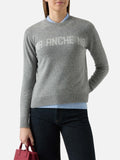 Maglione New Queen grigio melange con jacquard Ma anche no