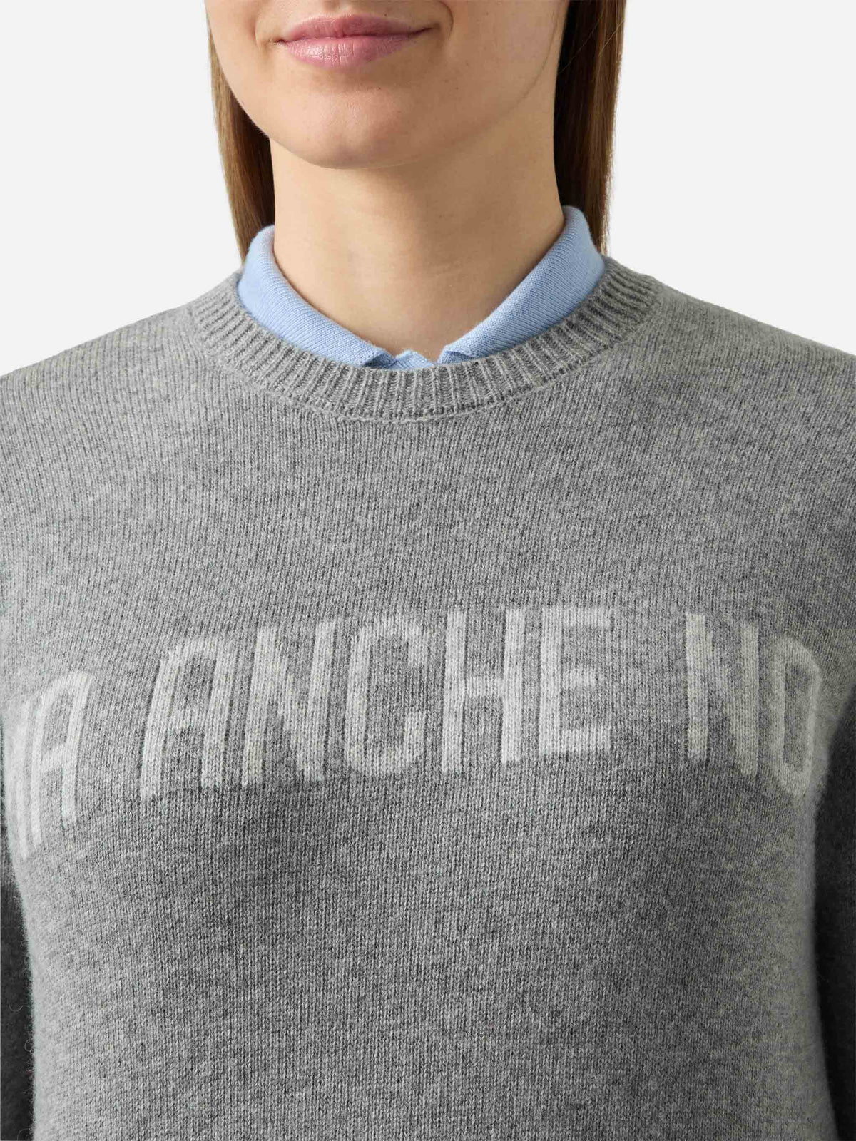 Maglione New Queen grigio melange con jacquard Ma anche no