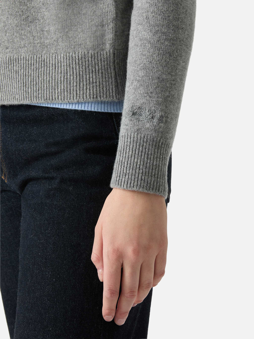 Maglione New Queen grigio melange con jacquard Ma anche no