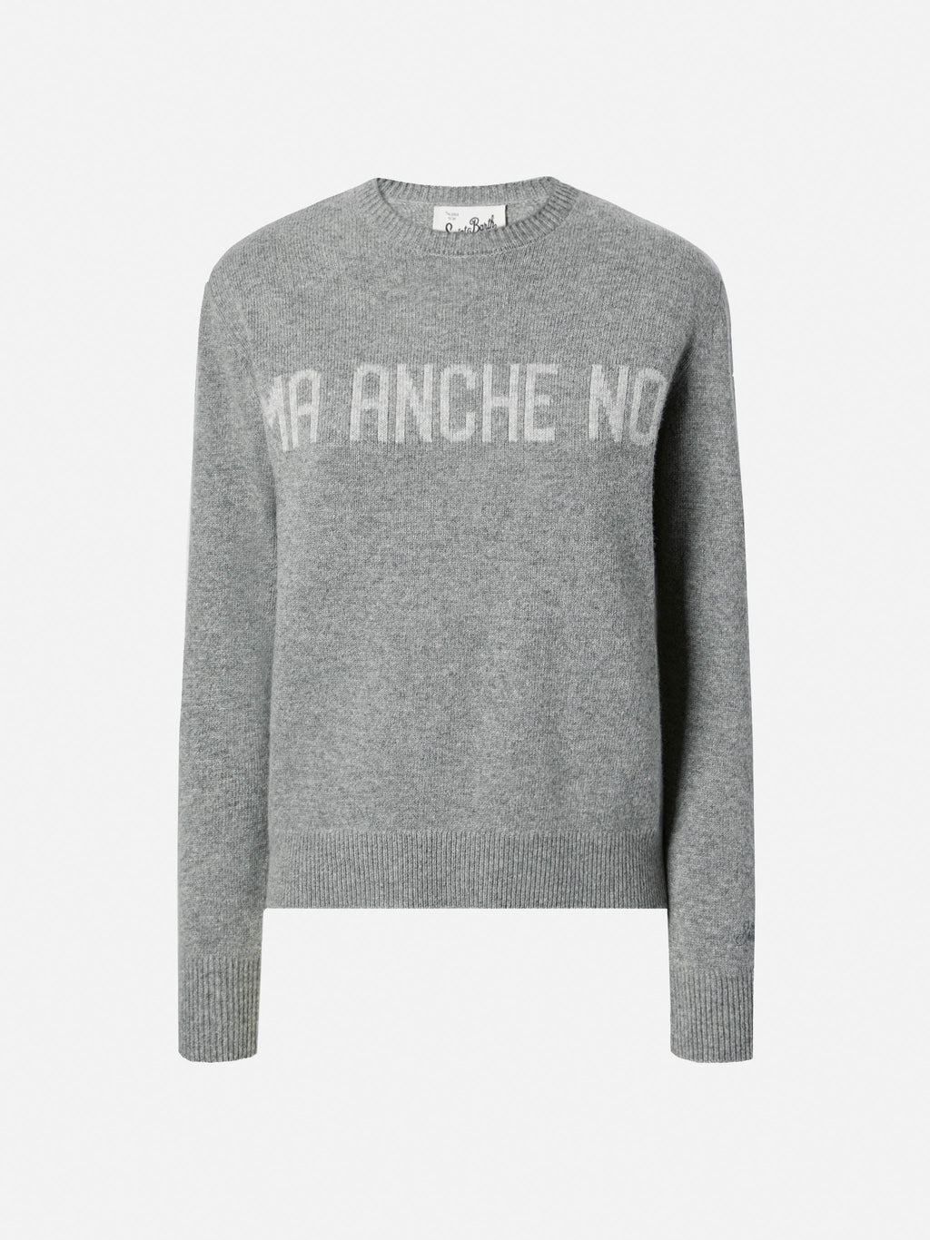 Maglione New Queen grigio melange con jacquard Ma anche no