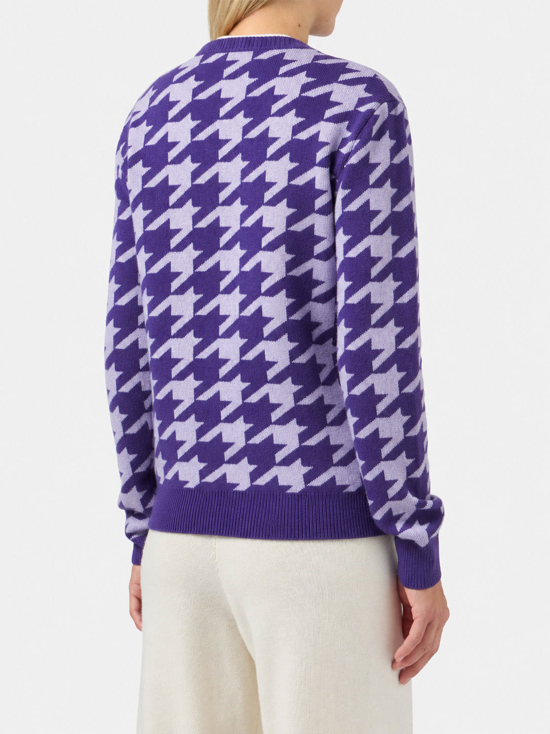 Maglia girocollo New Queen viola con jacquard Snoopy | Special Edition