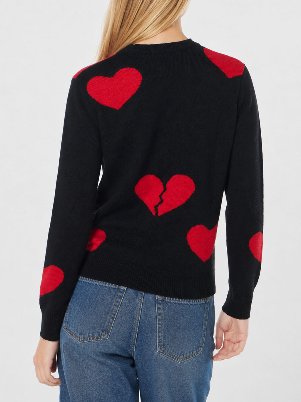 Maglia girocollo New Queen nera con ricamo Heart Breaker