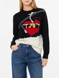 Maglia girocollo New Queen nera con ricamo Lovovia