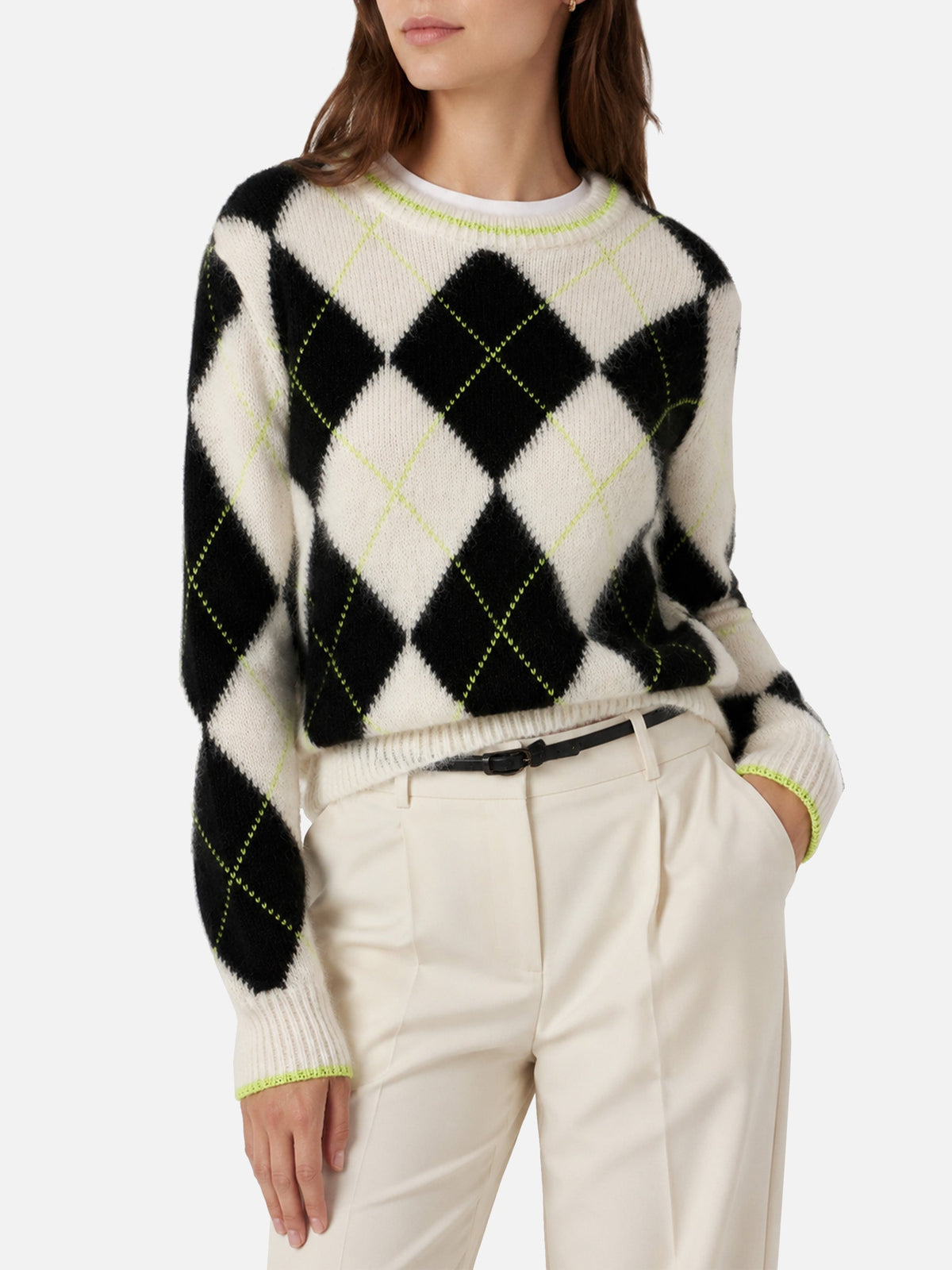 Maglia corta New Queen Soft con motivo argyle