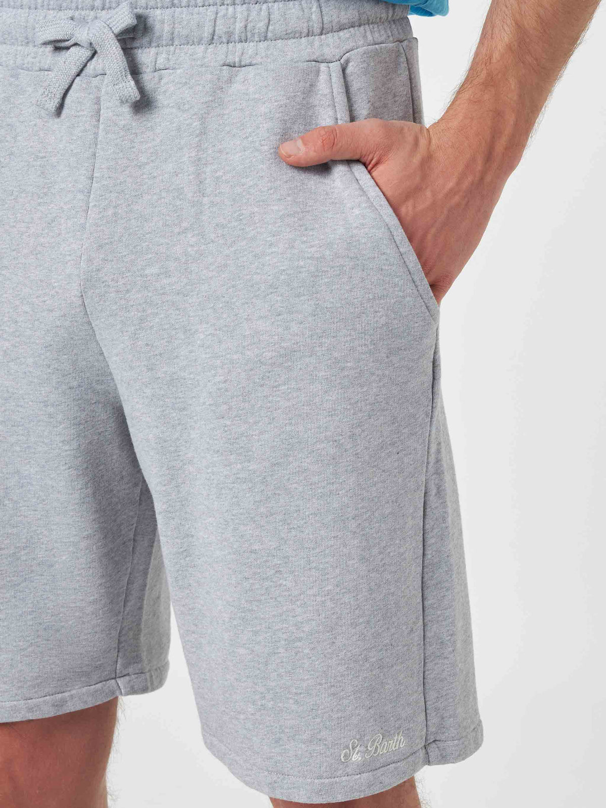 Bermuda Randle grigio chiaro melange con ricamo logo