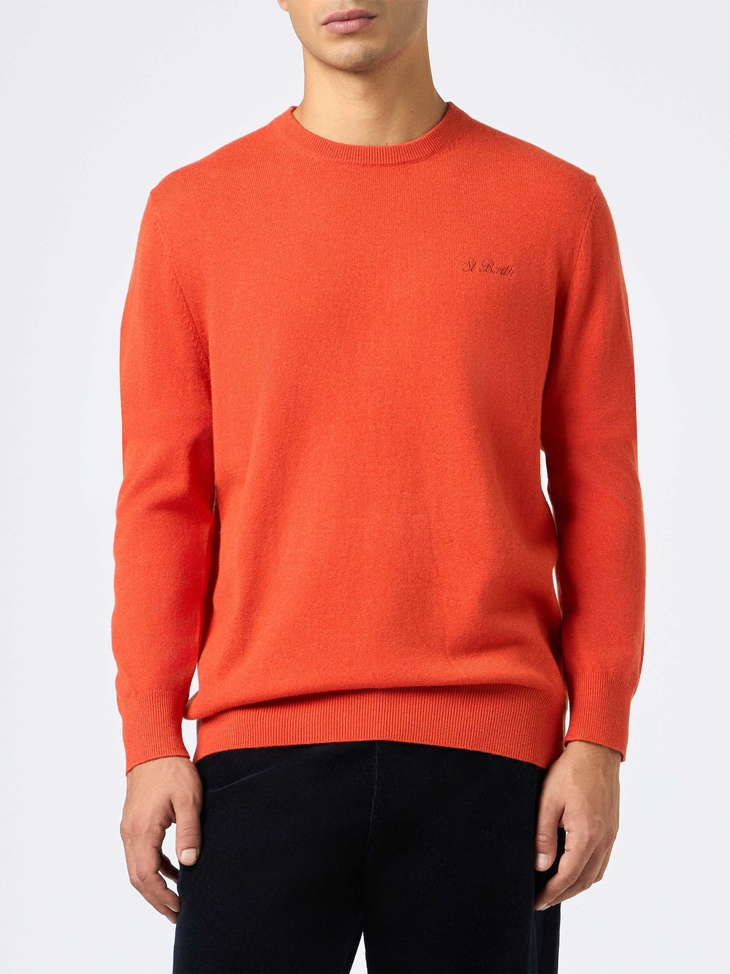 Maglione Regent arancione con profilo tartan