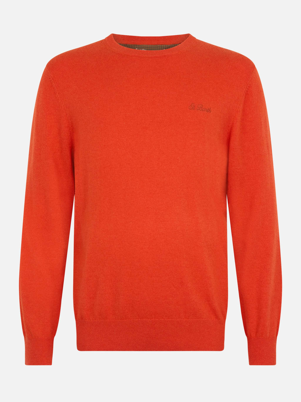 Maglione Regent arancione con profilo tartan