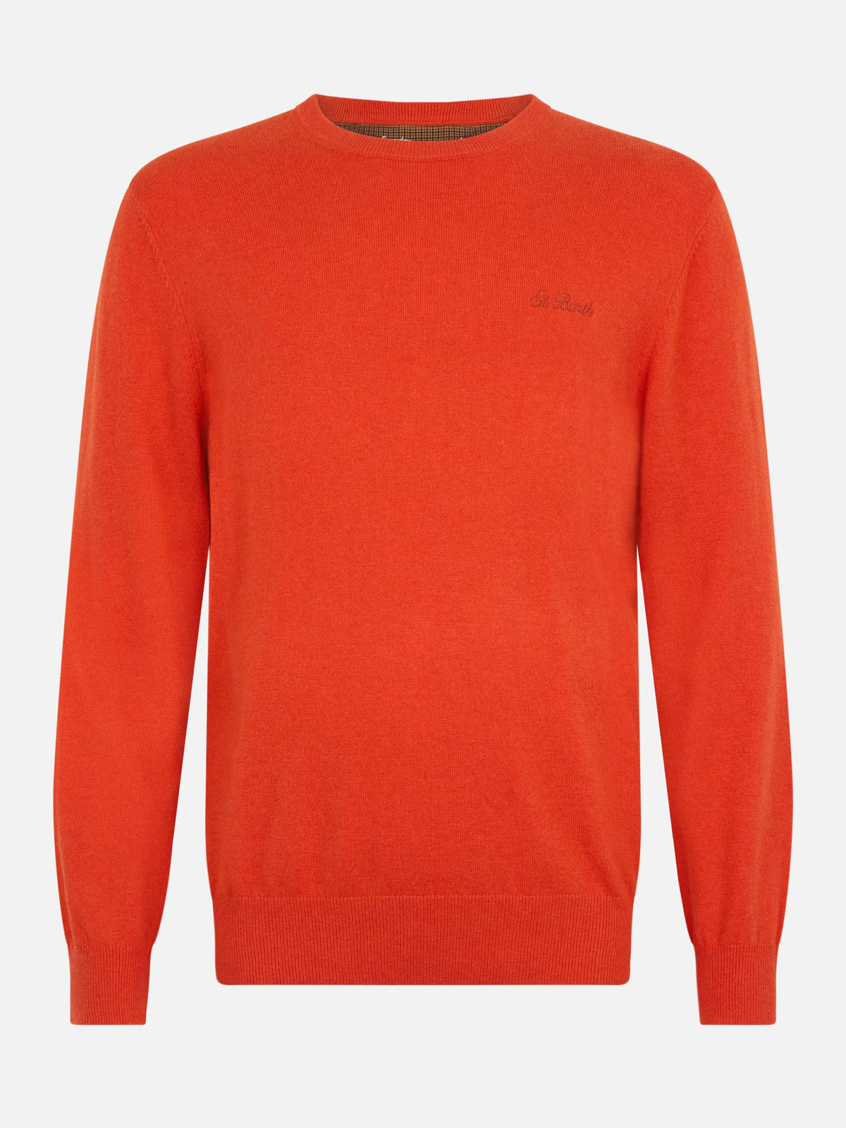 Maglione Regent arancione con profilo tartan