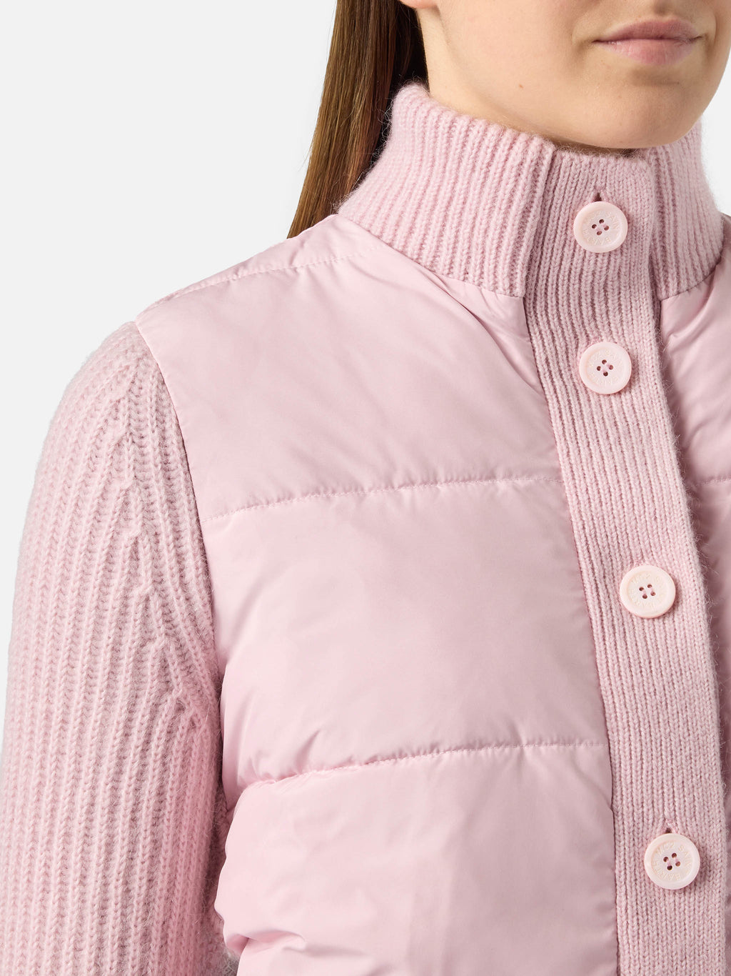 Giacca imbottita Rosental rosa con maniche in maglia