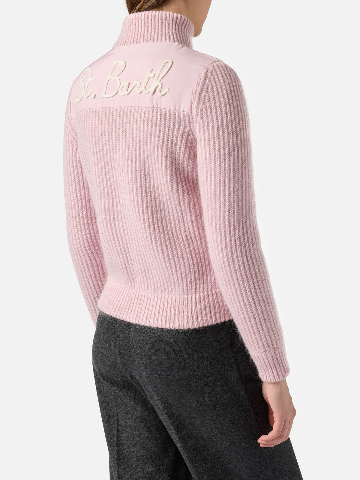 Giacca imbottita Rosental rosa con maniche in maglia