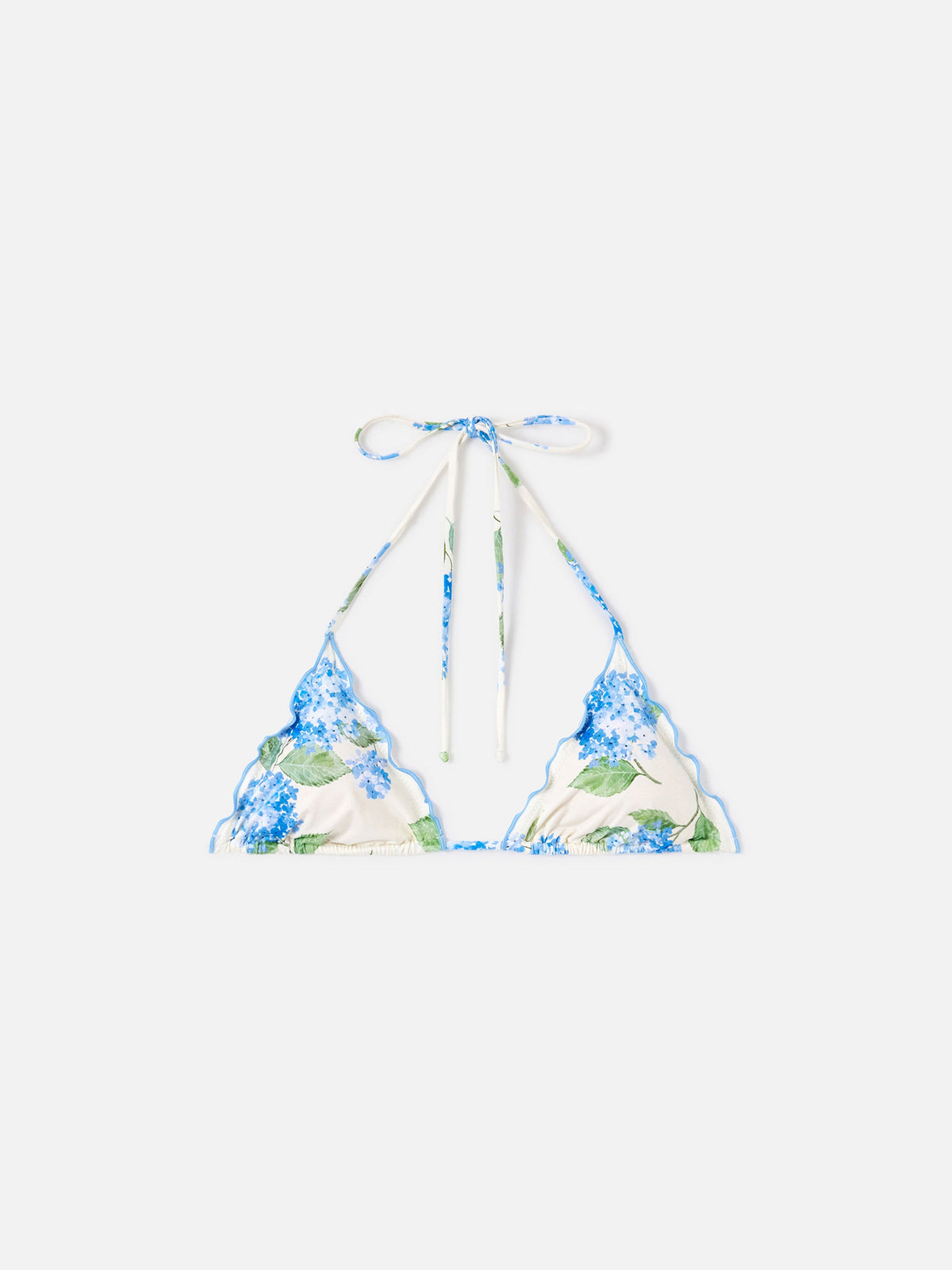 Top bikini a triangolo Sagittarius con stampa ortensie