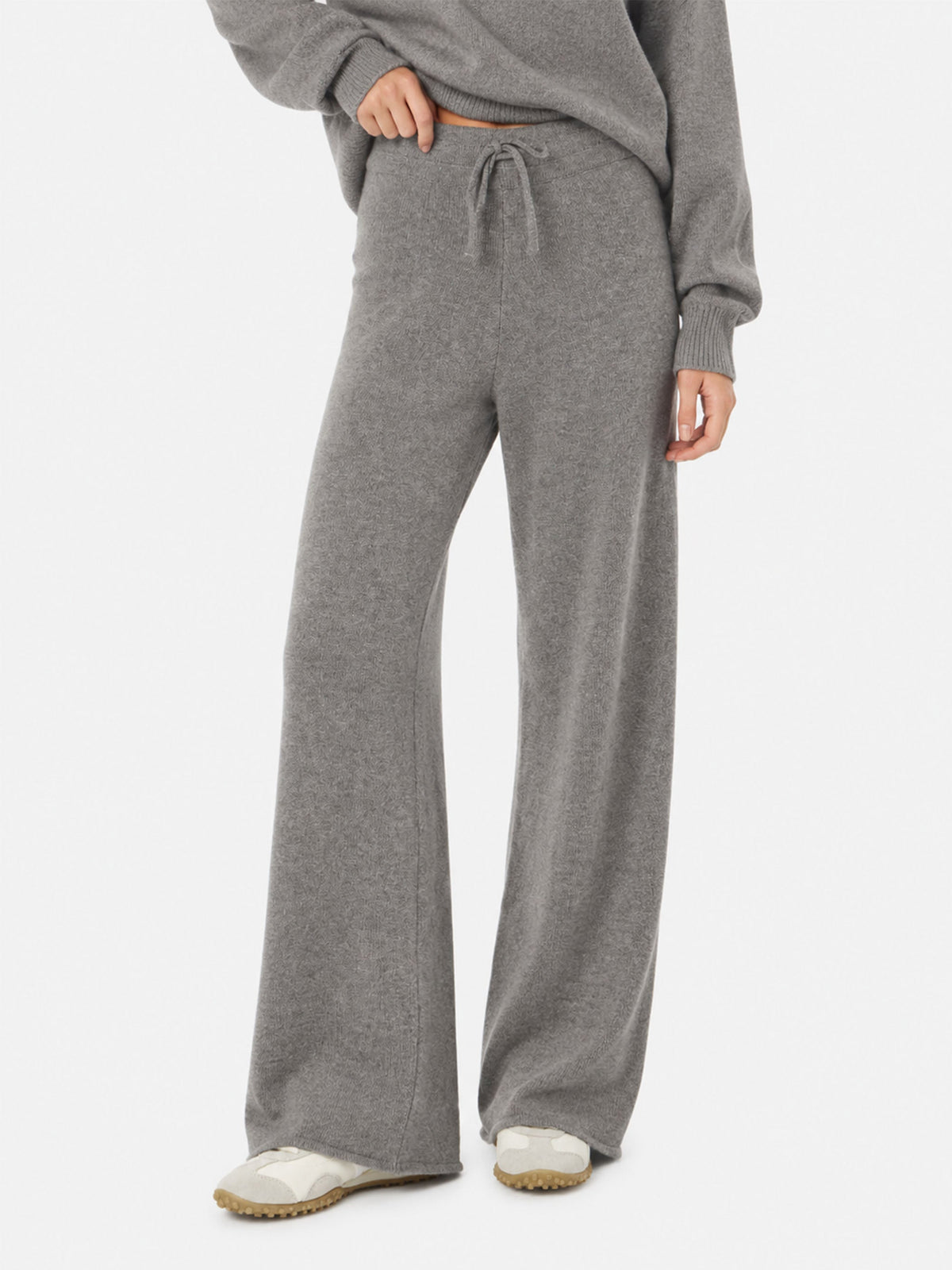 Pantaloni palazzo Savine grigio melange in maglia
