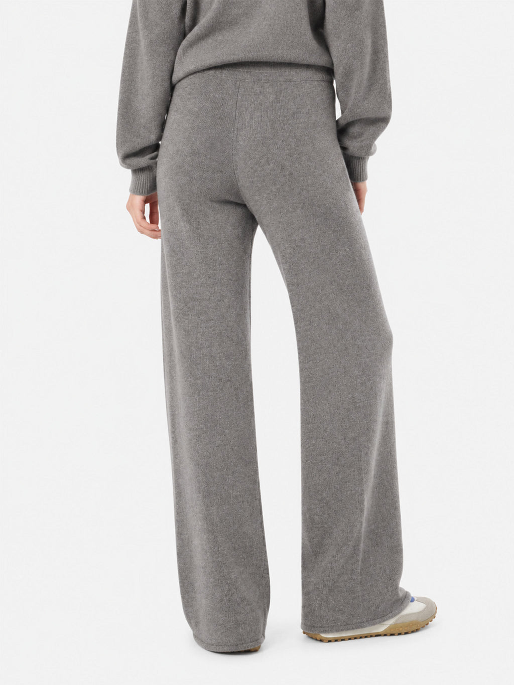 Pantaloni palazzo Savine grigio melange in maglia