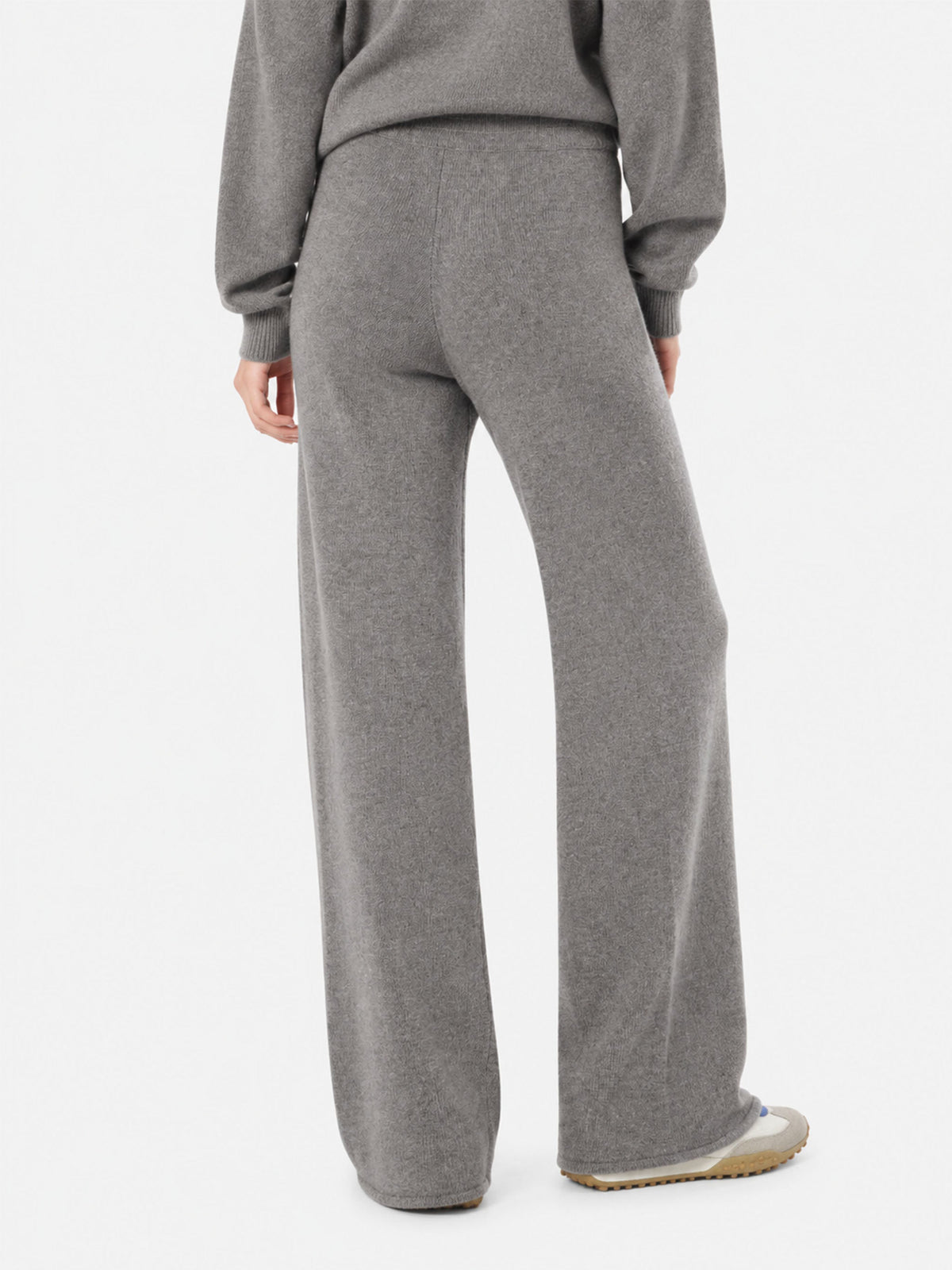 Pantaloni palazzo Savine grigio melange in maglia