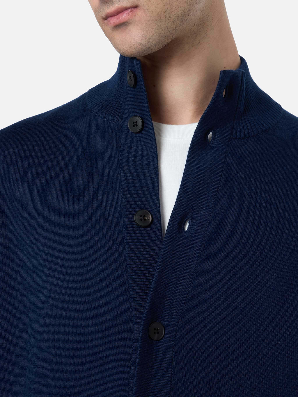 Cardigan Savile Light blu navy in lana merino