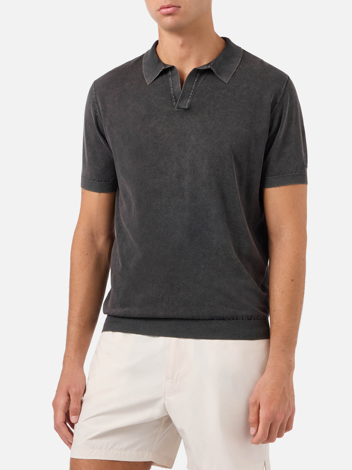 Polo Sloan nera in cotone effetto vintage product image 1