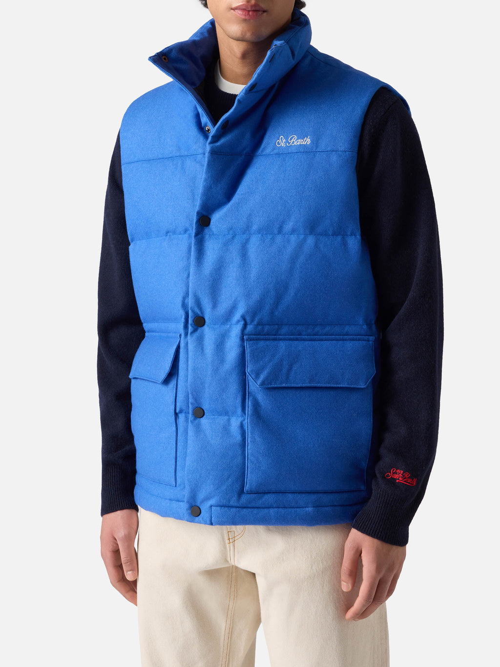 Gilet imbottito Thunder blu in misto lana