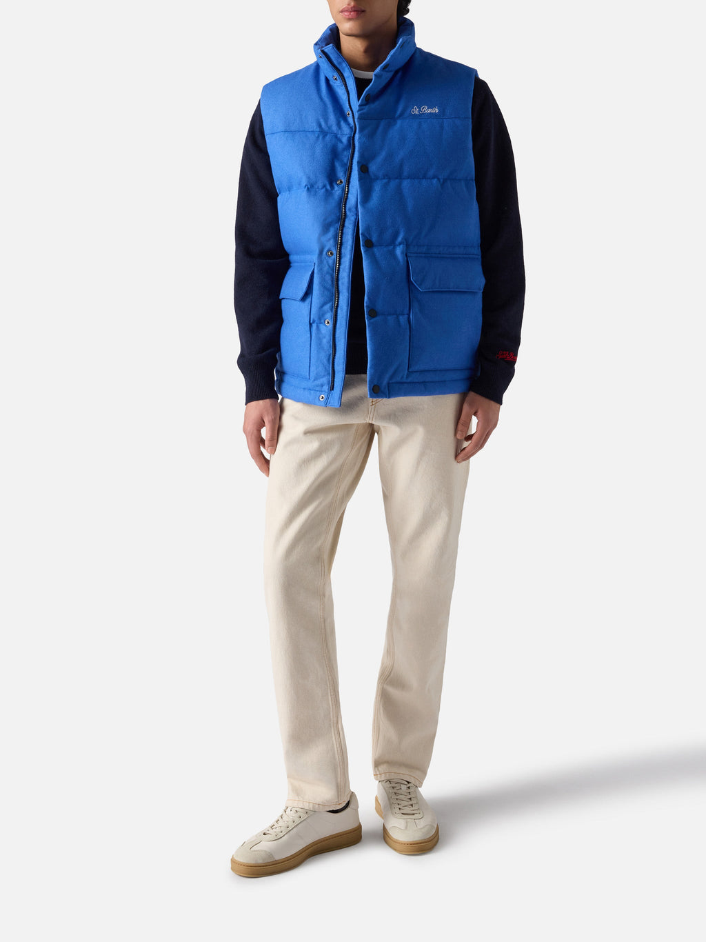 Gilet imbottito Thunder blu in misto lana