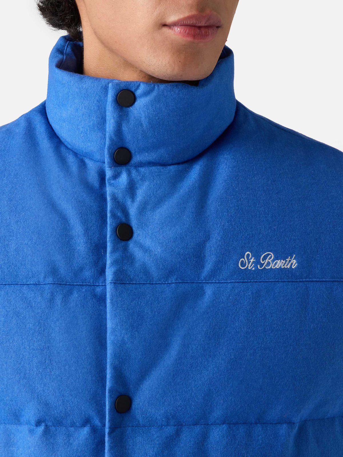 Gilet imbottito Thunder blu in misto lana