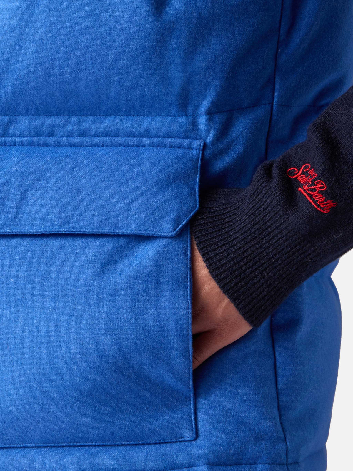 Gilet imbottito Thunder blu in misto lana