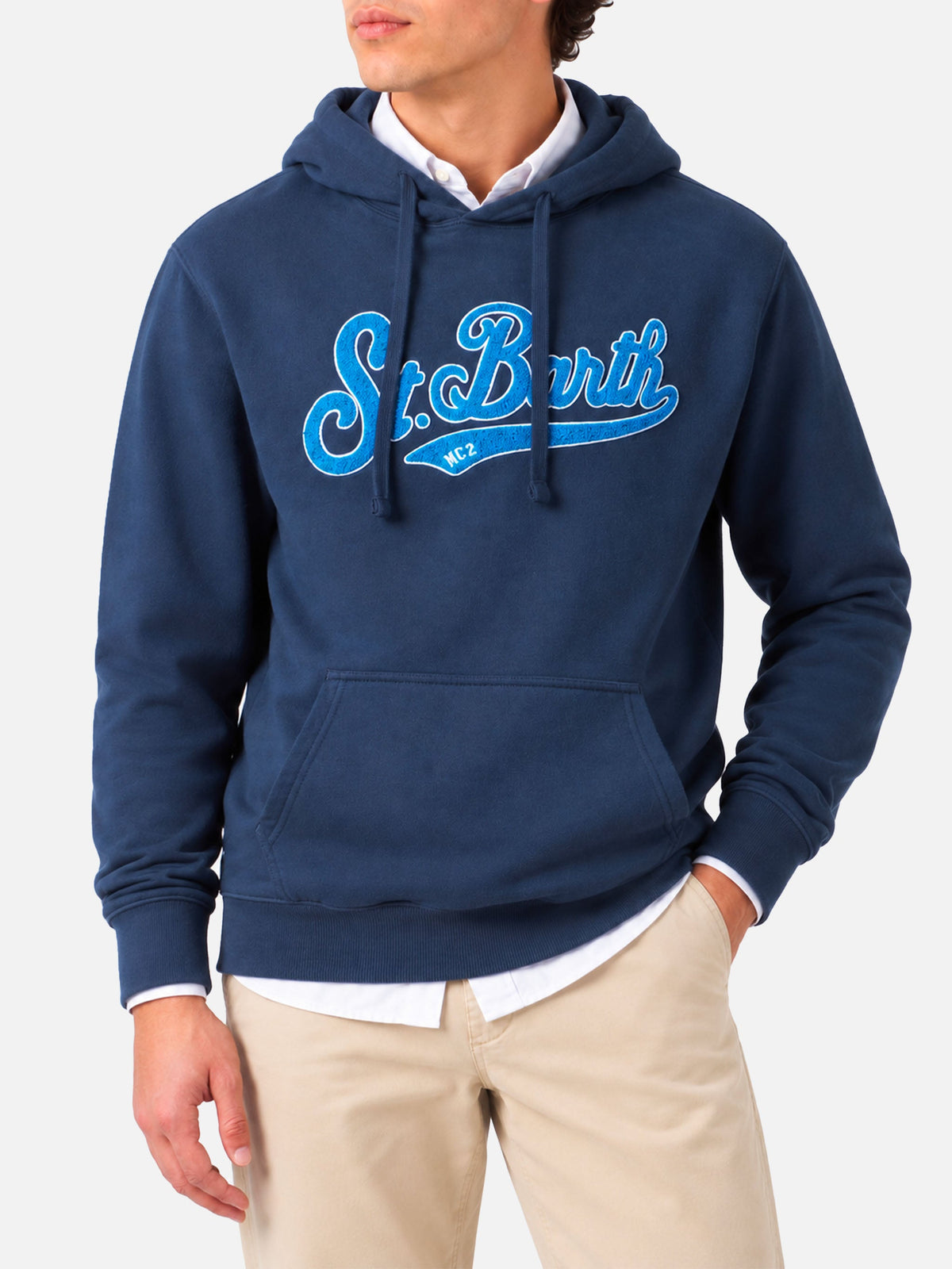 Felpa con cappuccio Tribeca blu navy patch logo in spugna product image 2