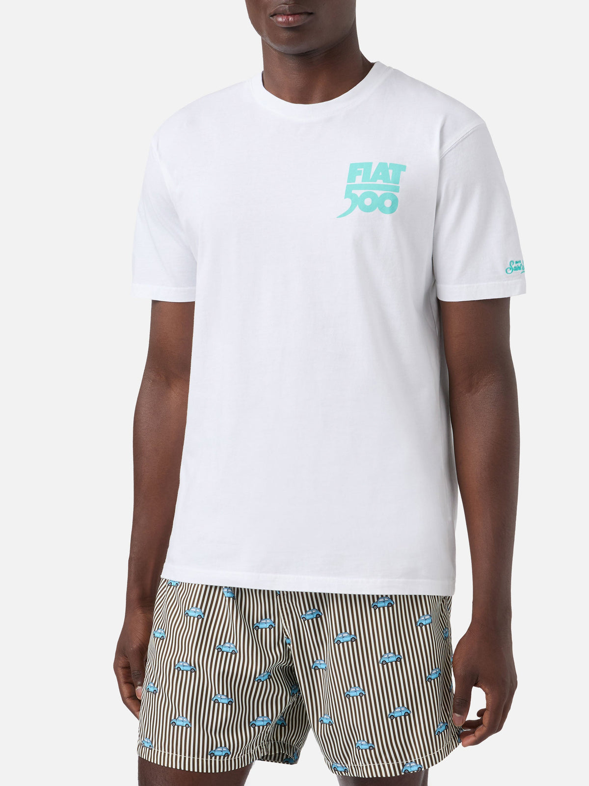 T-shirt bianca con stampa Fiat 500 Spiaggina | Special product image 2