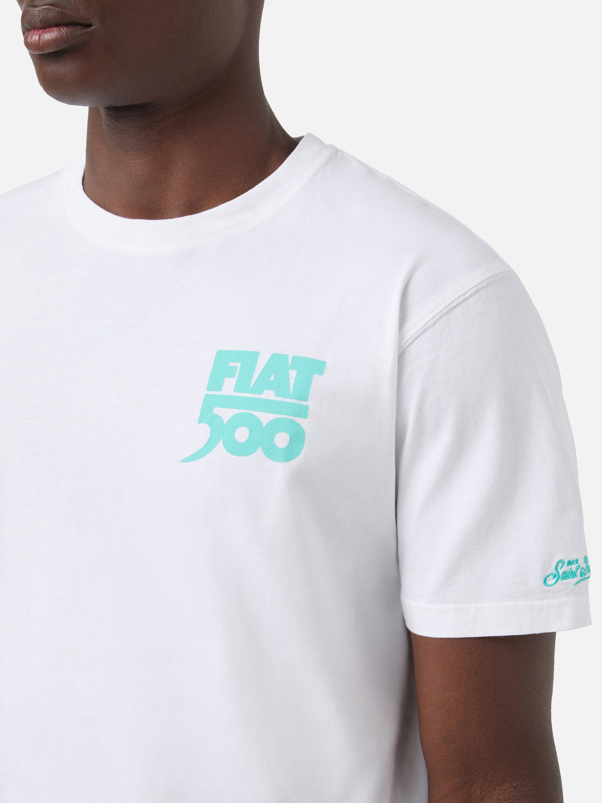 T-shirt bianca con stampa Fiat 500 Spiaggina | Special product image 3