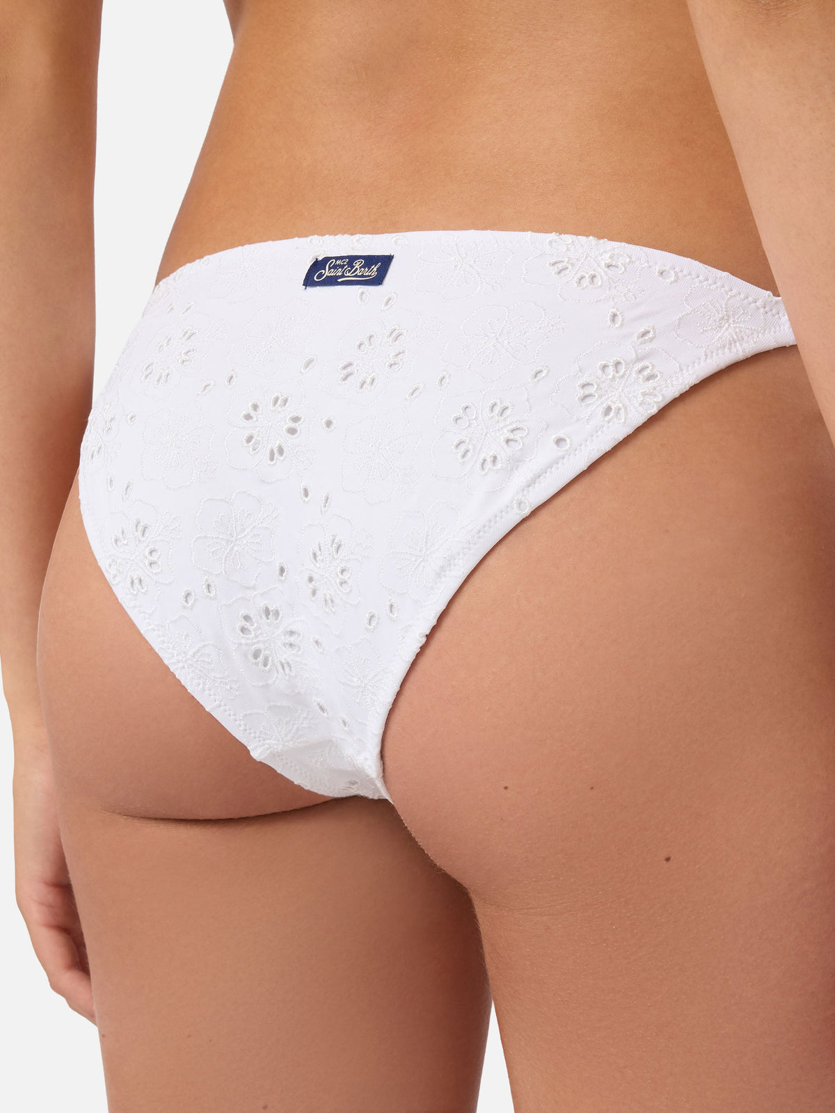 Slip mare Virgo classico in tessuto sangallo bianco