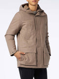 Parka Voyager beige a spina di pesce con cappuccio product image 1