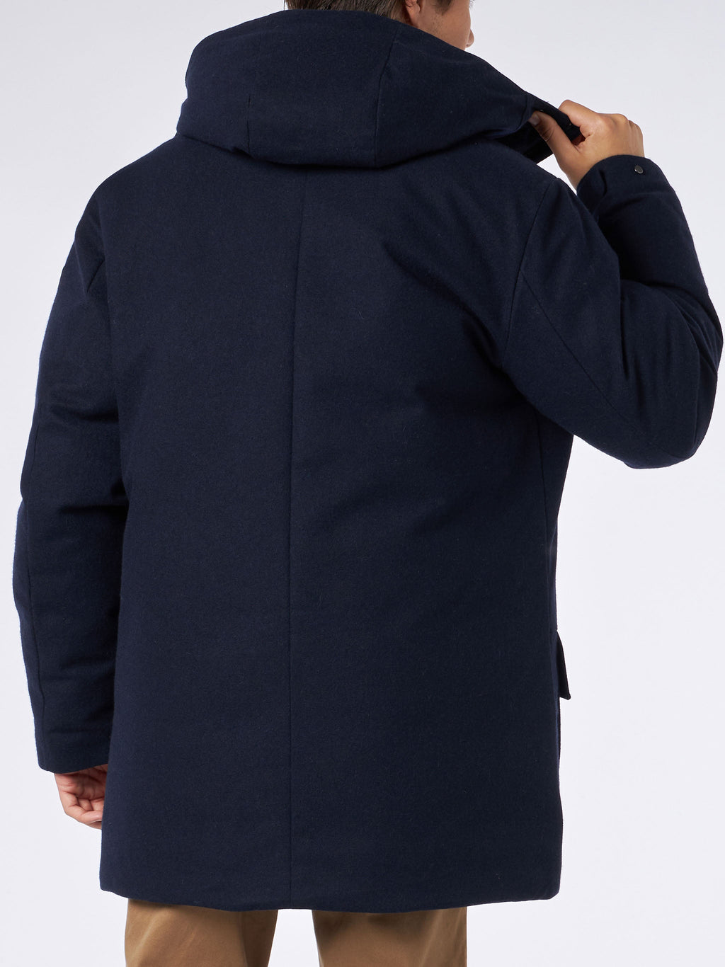 Parka Voyager blu navy con cappuccio in misto lana product image 2