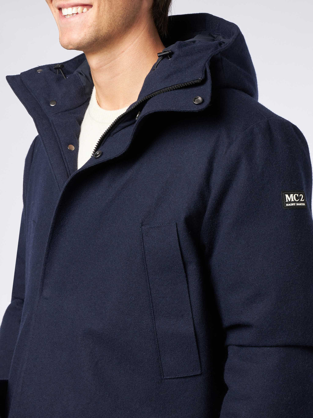 Parka Voyager blu navy con cappuccio in misto lana product image 3