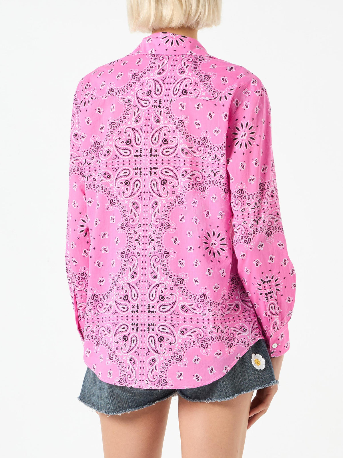 Camicia Amaya in lino con stampa bandana rosa product image 3