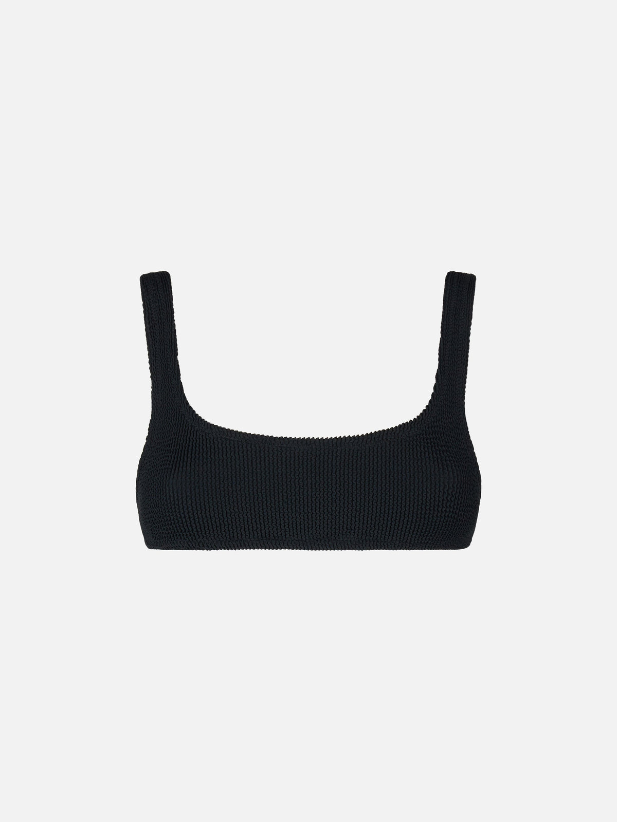Top bikini bralette Naima nero in tessuto crinkle
