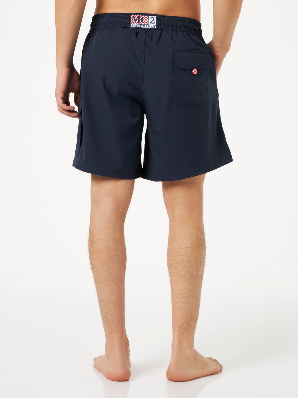 Costume mare Comfort Travel blu navy con ricamo palma