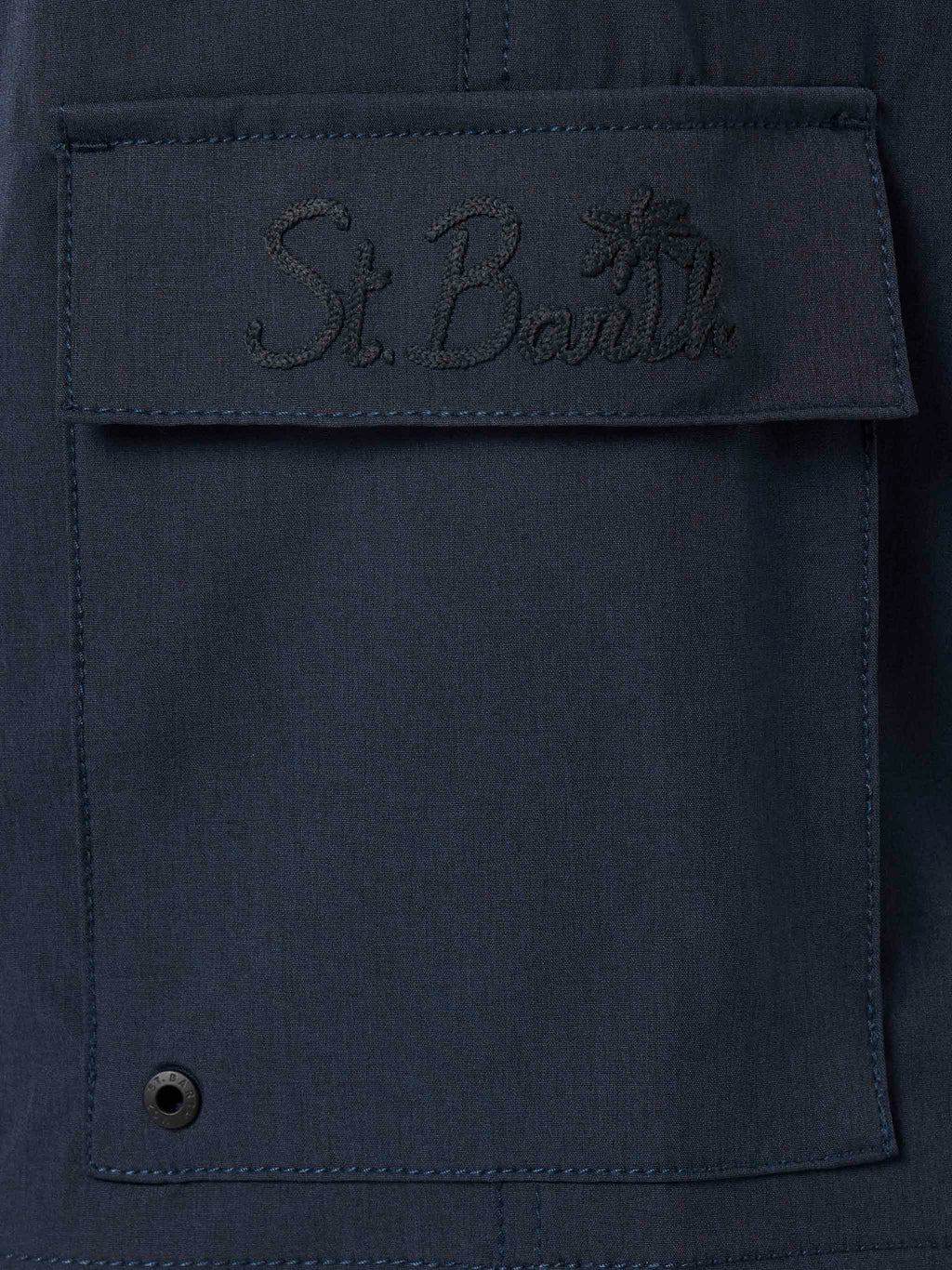 Costume mare Comfort Travel blu navy con ricamo palma