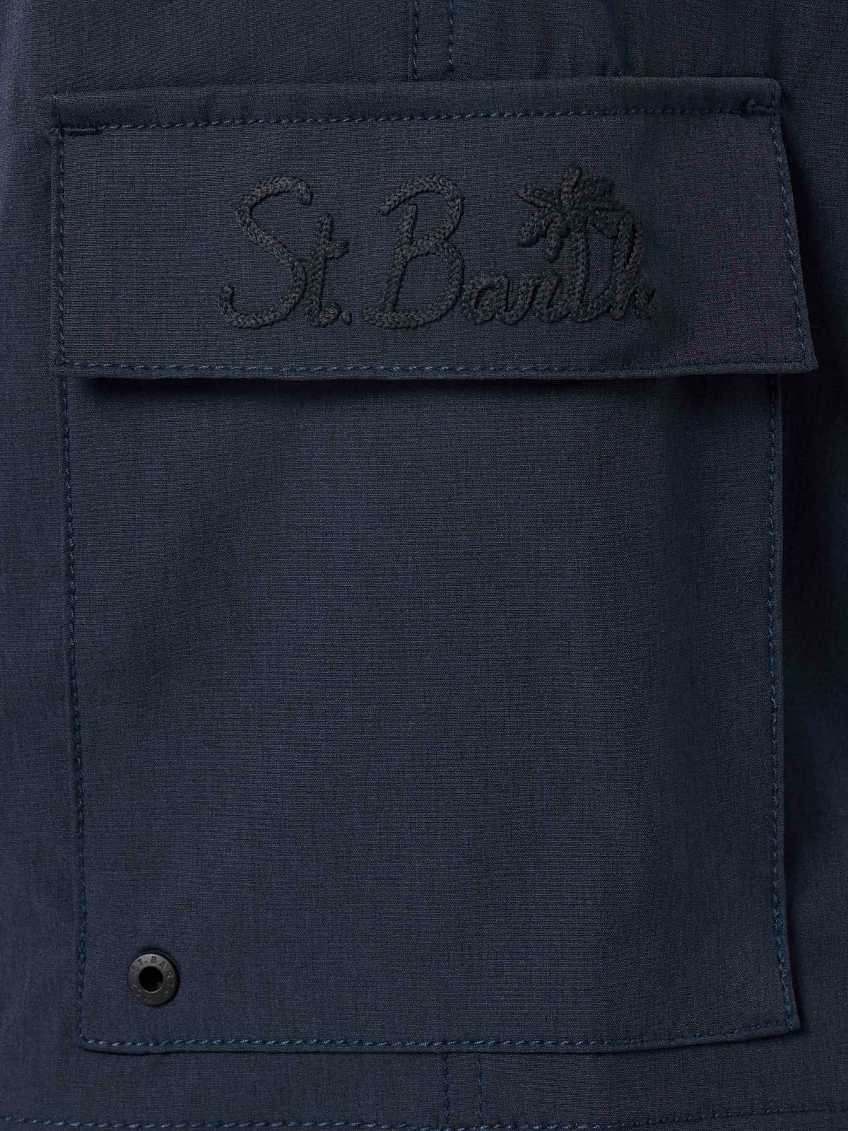 Costume mare Comfort Travel blu navy con ricamo palma