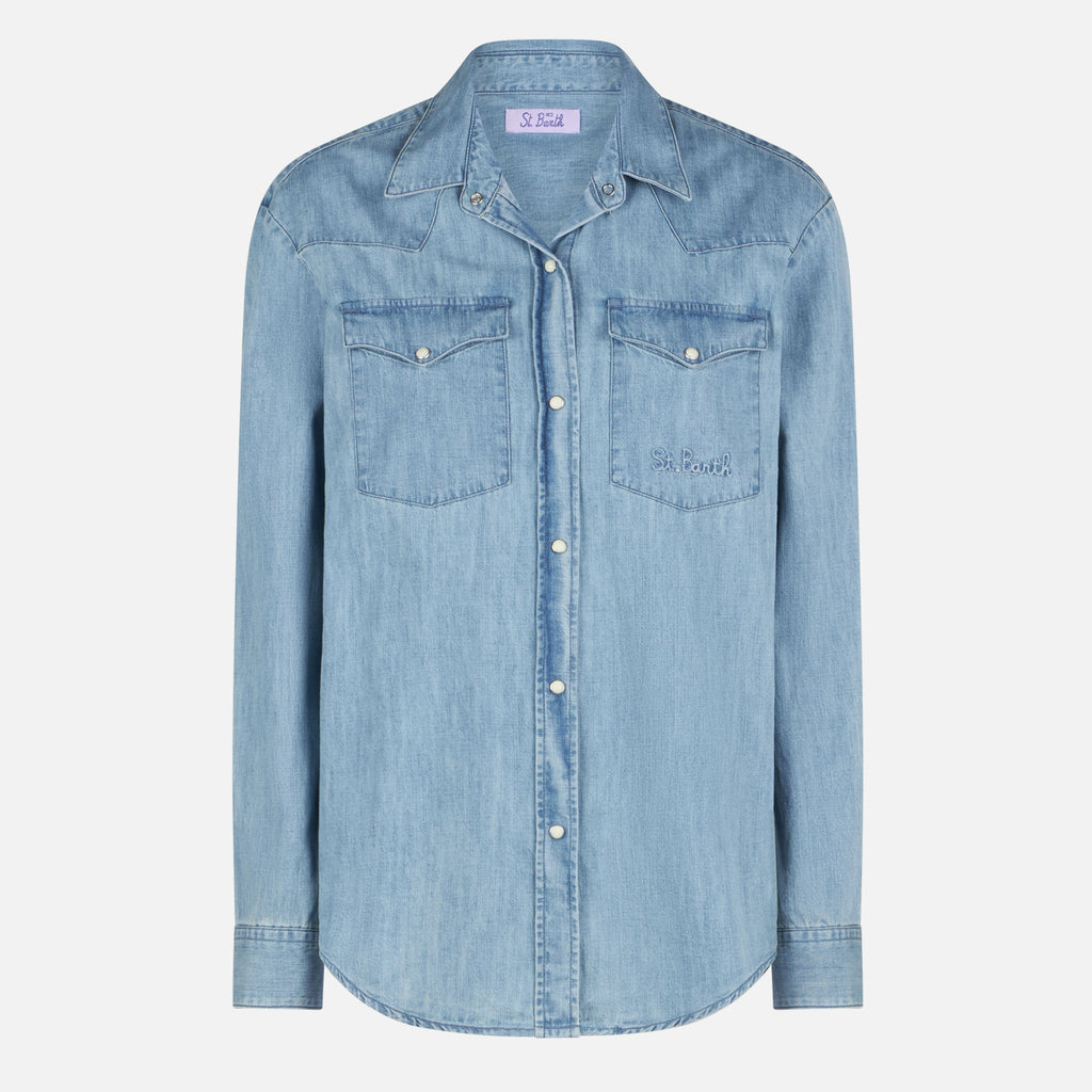 Camicia western Amaya Tex azzurra in denim product image 4