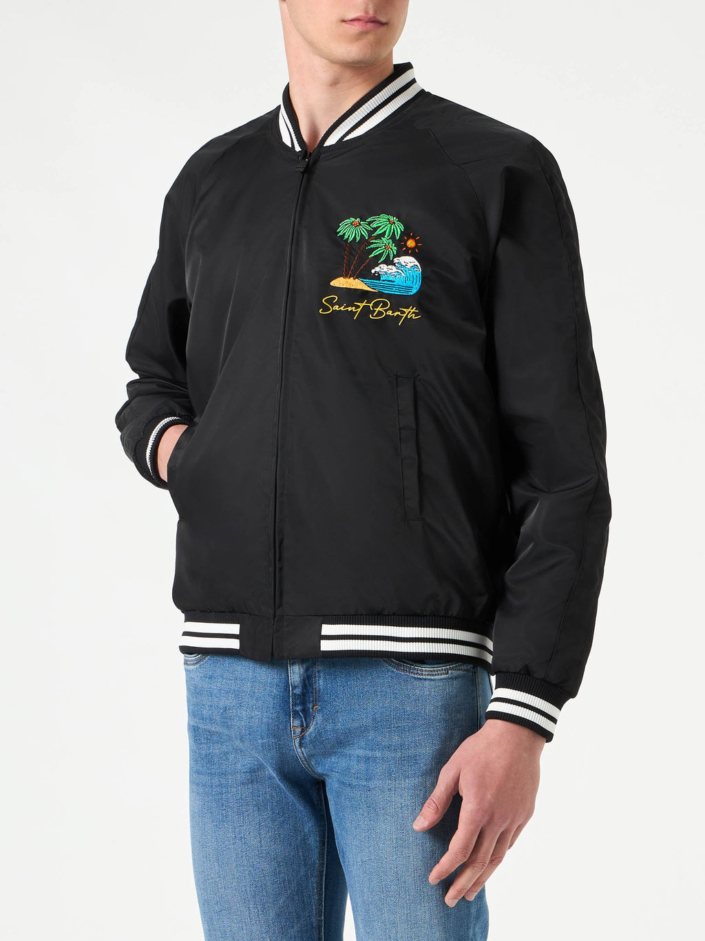 Giacca Oakland nera con ricamo onde e palme product image 1